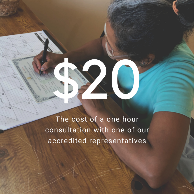 $25 can cover the cost of a consultation for two immigrants each month